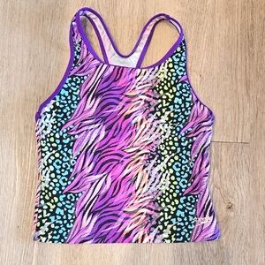 Speedo Multicolor Animal Print Tank Top Sz 12